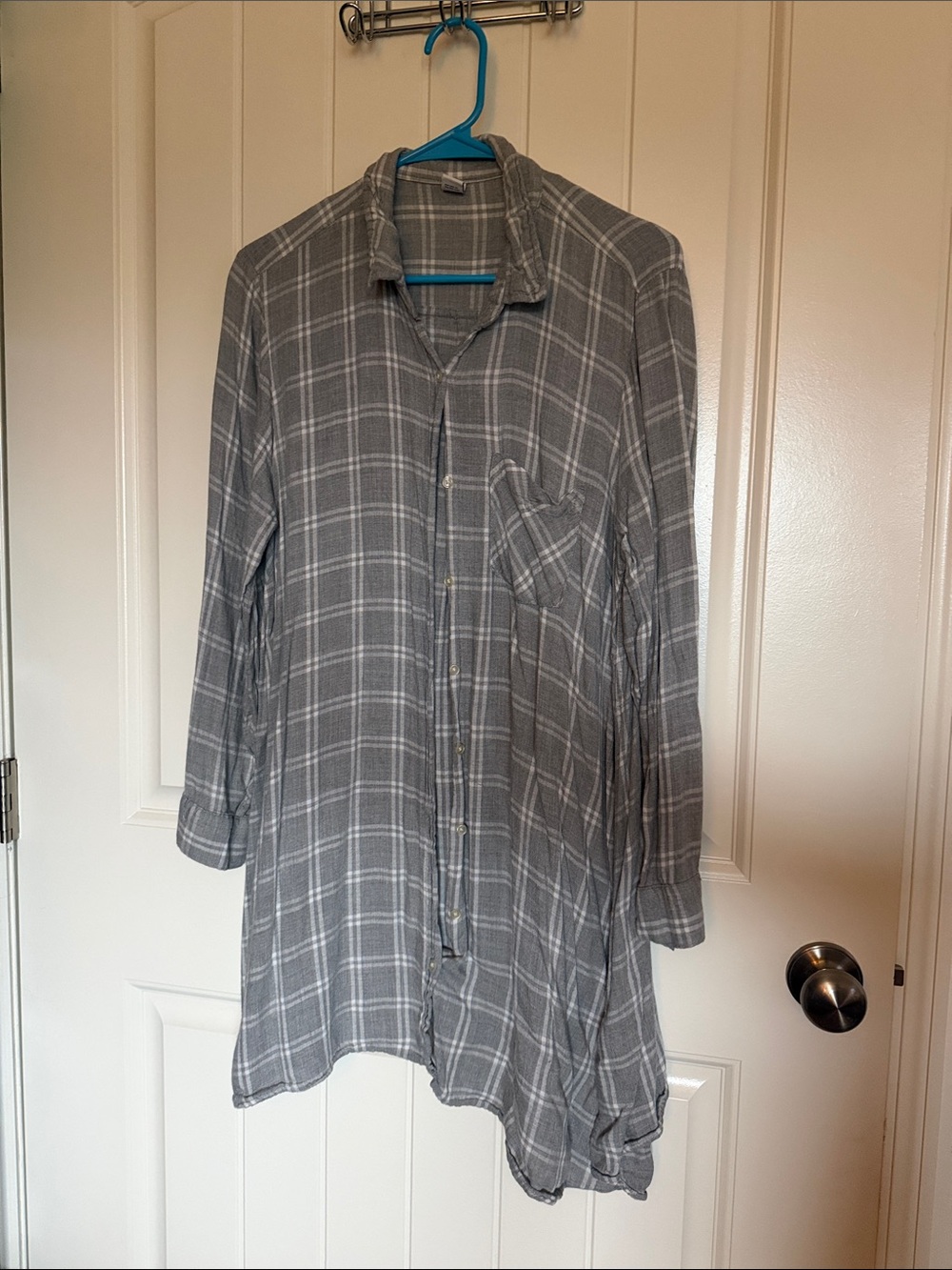 Old Navy Long Grey Button Down Flannel